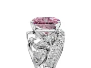 Halo Engagement Ring Setting for Fancy Pink Radiant Cut Center with Marquise and Pave Bypass Band and Prong Head in White Gold