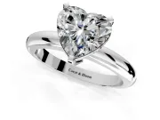 Solitaire Engagement Ring Setting for Heart-Shaped Center with Wire Band and Prong Head in Platinum