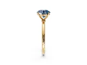 Solitaire Engagement Ring Setting for Fancy Blue Round Cut Center with Straight Thin Band and Prong Head in Yellow Gold