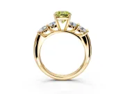 5 Stone Engagement Ring Setting for Fancy Yellow Cushion Cut Center with Graduated Accents and Prong Head in Yellow Gold