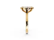 Single Halo Engagement Ring Setting for Fancy Pink Oval Center with Corner Claws, Plain Band and Prong Head in Yellow Gold