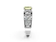 Pave Engagement Ring Setting for Fancy Yellow Asscher Cut Center with Curved Accent Rows, Openwork and Prong Head in Sterling Silver