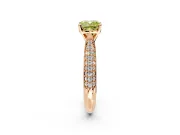 Solitaire Engagement Ring Setting for Fancy Yellow Cushion Cut Center with Multi-Row Accents and Prong Head in Rose Gold
