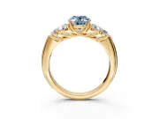 Cluster Engagement Ring Setting for Fancy Blue Oval Center with Round Cut Accent Frame and Prong Head in Yellow Gold