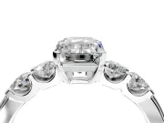5 Stone Engagement Ring Setting for Emerald Cut Center with Plain Band and Prong Head in Platinum