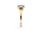 Solitaire Engagement Ring Setting for Fancy Blue Asscher Cut Center with Plain Split Shank and Prong Head in Yellow Gold