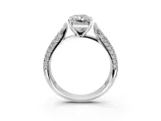 Solitaire Engagement Ring Setting for Radiant Cut Center with Multi-Row Accents and Prong Head in Sterling Silver