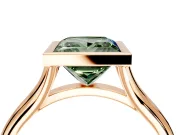 Solitaire Engagement Ring Setting for Fancy Green Princess Cut Center with V Split Shank and Bezel Head in Rose Gold