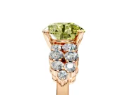 Cluster Engagement Ring Setting for Fancy Yellow Round Cut Center with 2-Row Shoulder Clusters and Prong Head in Rose Gold