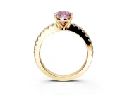 Solitaire Engagement Ring Setting for Fancy Pink Cushion Cut Center with Single Row Accent Band and Prong Head in Yellow Gold