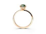 Solitaire Engagement Ring Setting for Fancy Green Marquise Center with Fine Pave Narrow Band and Prong Head in Rose Gold