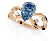 Solitaire Engagement Ring Setting for Fancy Blue Pear-Shaped Center with Criss-Cross Accent Band and Prong Head in Rose Gold