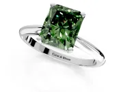 Solitaire Engagement Ring Setting for Fancy Green Radiant Cut Center with Knife Ridge Band and Claw Prong Head in White Gold