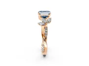 Floral Engagement Ring Setting for Fancy Blue Asscher Cut Center with Trailing Marquise Accents and Prong Head in Rose Gold