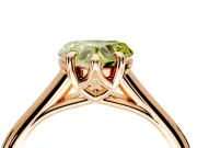 Solitaire Engagement Ring Setting for Fancy Yellow Heart-Shaped Center with Cathedral Band and Prong Head in Rose Gold