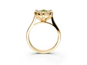Single Halo Engagement Ring Setting for Fancy Yellow Marquise Center with Corner Claws, Plain Band and Prong Head in Yellow Gold
