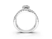 Solitaire Engagement Ring Setting for Radiant Cut Center with Wide-Open Split Shank and Prong Head in Sterling Silver