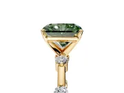 Solitaire Engagement Ring Setting for Fancy Green Radiant Cut Center with Bezel Station Band and Prong Head in Yellow Gold