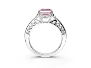 Floral Engagement Ring Setting for Fancy Pink Asscher Cut Center with Four Accent Clusters and Prong Head in Platinum