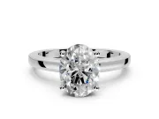 Solitaire Engagement Ring Setting for Oval Center with Basket Rail and Prong Head in Sterling Silver