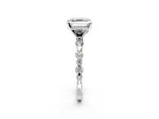Solitaire Engagement Ring Setting for Asscher Cut Center with Alternating Size Accents and Prong Head in Platinum