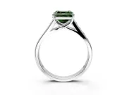 Solitaire Engagement Ring Setting for Fancy Green Asscher Cut Center with Round Cut Channel Band and Prong Head in Sterling Silver