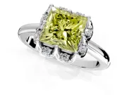 Floral Frame Engagement Ring Setting for Fancy Yellow Princess Cut Center with Accent Clusters and Prong Head in Platinum