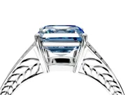Split Shank Engagement Ring Setting for Fancy Blue Asscher Cut Center with Pave Split Shank and Prong Head in Platinum