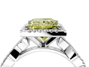Halo Engagement Ring Setting for Fancy Yellow Princess Cut Center with Pave and Plain Twist Band and Prong Head in White Gold