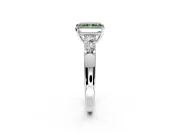5 Stone Engagement Ring Setting for Fancy Green Radiant Cut Center with Plain Band and Prong Head in Platinum