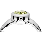 Solitaire Engagement Ring Setting for Fancy Yellow Oval Center with Wide Band and Bezel Head in White Gold