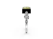 Vintage Station Engagement Ring Setting for Fancy Yellow Princess Cut Center with Accents and Prong Head in White Gold