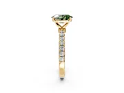 Open Basket Engagement Ring Setting for Fancy Green Oval Center with Pave Band and Prong Head in Yellow Gold