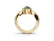 Halo Engagement Ring Setting for Fancy Green Marquise Center with Tapered Plain Band and Prong Head in Yellow Gold