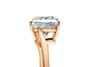 Solitaire Engagement Ring Setting for Princess Cut Center with Plain Bypass Twist Band and Prong Head in Rose Gold