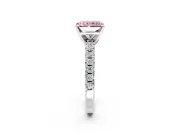 Solitaire Engagement Ring Setting for Fancy Pink Radiant Cut Center with Large Accents and Prong Head in Platinum