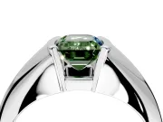 Tension Engagement Ring Setting for Fancy Green Emerald Cut Center with Wide Tapered Band and Tension Head in Platinum