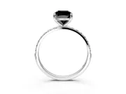 Solitaire Engagement Ring Setting for Fancy Black Cushion Cut Center with Pave Accents and Prong Head in Platinum