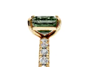 Solitaire Engagement Ring Setting for Fancy Green Asscher Cut Center with Shared-Prong Accents and Prong Head in Yellow Gold