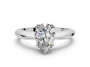 Solitaire Engagement Ring Setting for Pear-Shaped Center with Reverse Tapered Band and Prong Head in Platinum