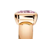 Solitaire Engagement Ring Setting for Fancy Pink Radiant Cut Center with Wide Band and Bezel Head in Rose Gold