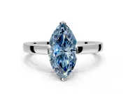 Solitaire Engagement Ring Setting for Fancy Blue Marquise Center with Plain Band and Flat Tab Prong Head in Sterling Silver