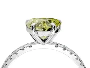 Solitaire Engagement Ring Setting for Fancy Yellow Heart-Shaped Center with Fine Pave Narrow Band and Prong Head in Sterling Silver