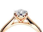 Solitaire Engagement Ring Setting for Pear-Shaped Center with Narrow Cathedral Band and Prong Head in Rose Gold