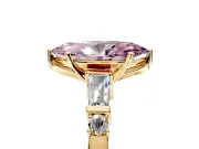 Bar-Set Engagement Ring Setting for Fancy Pink Marquise Center with Tapered Baguette Accents and Prong Head in Yellow Gold