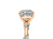Solitaire Engagement Ring Setting for Cushion Cut Center with Bezel Station Band and Prong Head in Rose Gold