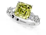 5 Stone Engagement Ring Setting for Fancy Yellow Asscher Cut Center with Graduated Accents and Prong Head in Sterling Silver