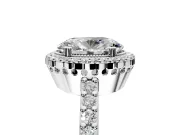 Halo Engagement Ring Setting for Oval Center with Inner Milgrain Border and Prong Head in Sterling Silver
