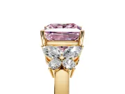 Solitaire Engagement Ring Setting for Fancy Pink Princess Cut Center with Marquise Flower Shoulders and Prong Head in Yellow Gold
