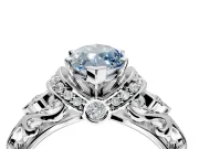 Solitaire Engagement Ring Setting for Fancy Blue Marquise Center with Filigree Band and Prong Head in Platinum